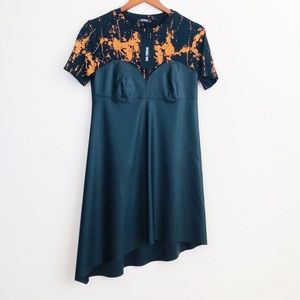 NWT ZARA Trafaluc paint splattered leather dress